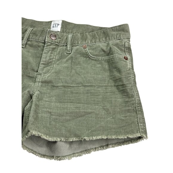 Gap Womens Corduroy Frayed Cut Off Raw Hem Shorts Size 6 Olive Green - Picture 3 of 7